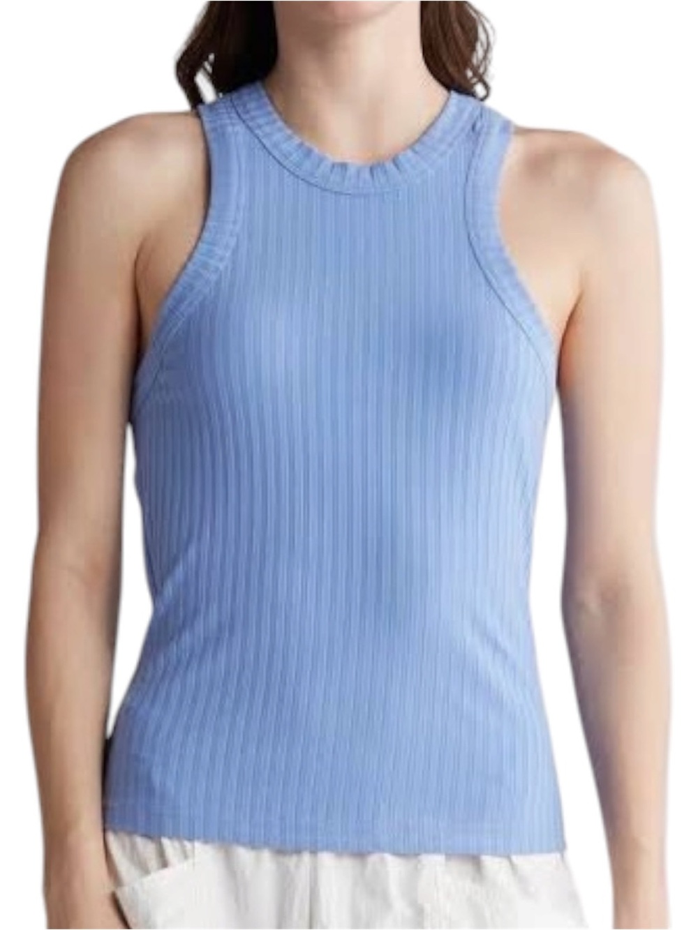 FP Movement Tank Top Womens XS Blue Blissed Out Ribbed High Neck Activewear